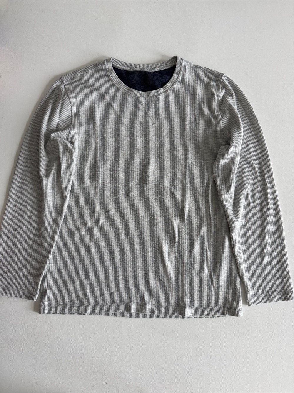 Eddie Bauer Gray Long Sleeve Waffle Crew Shirt